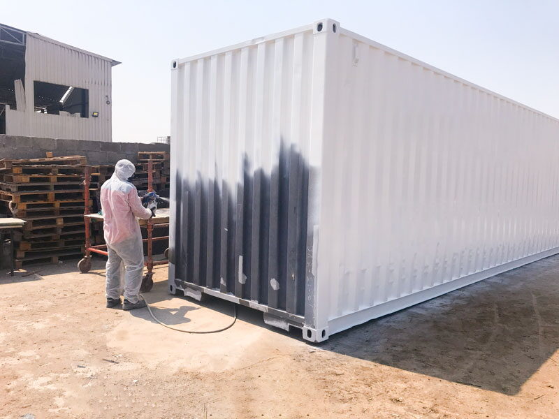 Container being primed and painted in the LGC yard